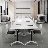 Alfalfalulu Conference Table, Folding Conference Room Tables with Flip-Top Design, Mobile Rectangular Modular Tables for Office Meetings and Training Sessions (Gray, 47.2×15.7×29.5in) Alfalfalulu