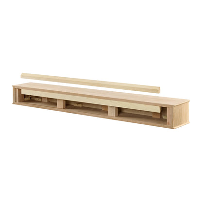 Modern Ember Monti 72 Inch Fireplace Wood Mantel Shelf with Fluted “Reed” Details in Whitewash | Natural White Oak Wood | Stained Finish | DIY Mounting Hardware Included | 72" W x 6" H x 8" D