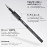 ARTEZA Woodless Graphite Pencils, Set of 12, HB, 2B, 4B, 6B, 8B, and EE ARTEZA
