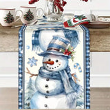 Cute Blue Snowman Table Runner Christmas Tablecloth Linen Holiday Xmas Tablecloths for Kitchen Dining Room Study Room Table 13x72 Inch Generic