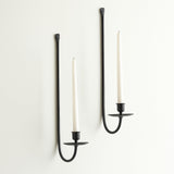 Remenna Metal Wall Candle Sconce Holder Set of 2 Wall Mount Candle Holders Modern Wall Candle Sconces Hanging for Living Room Farmhouse Fireplace Wedding 16.5"×5"×3" (Black) Remenna