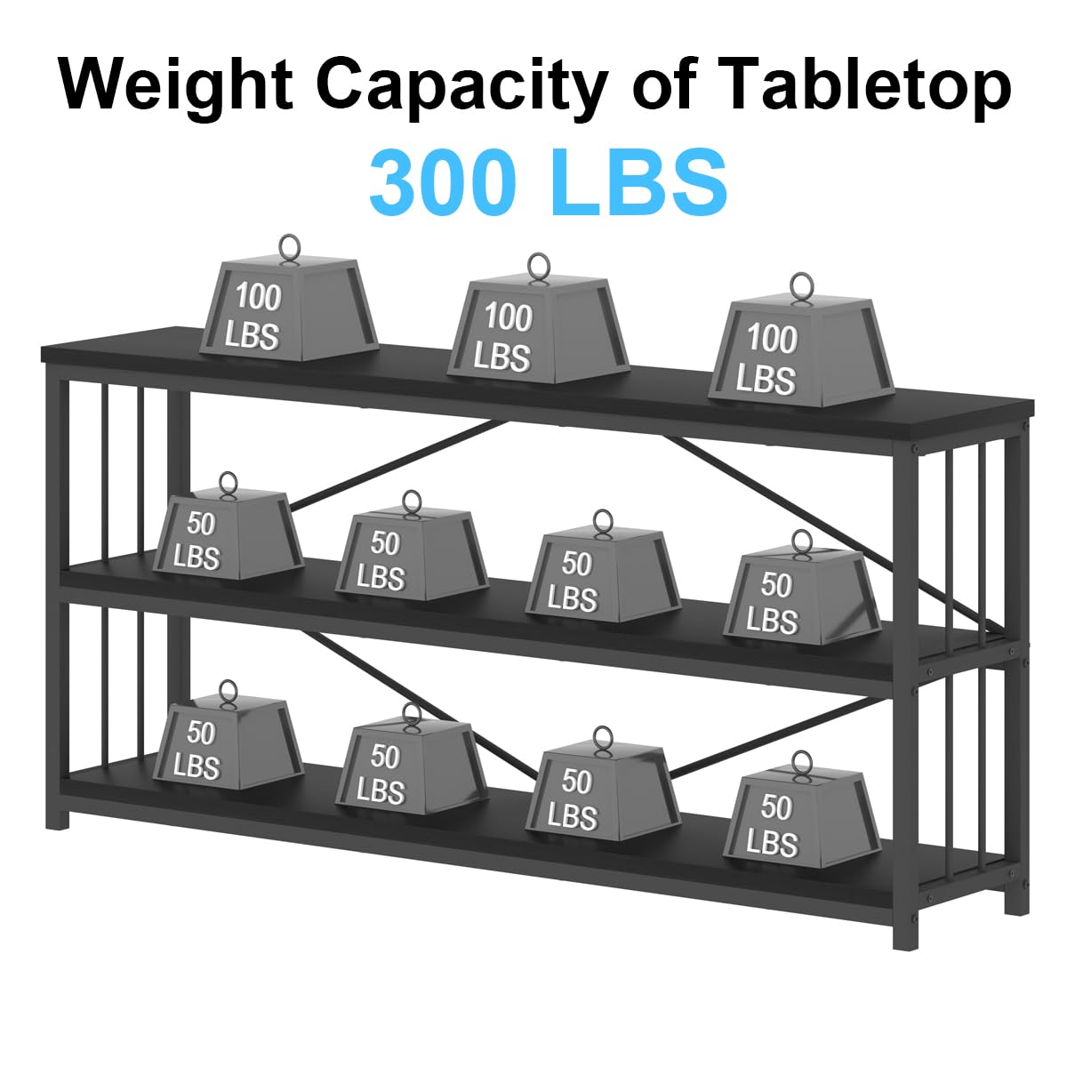 IBF 63" Black Oak Modern 3-Tier Low Horizontal Bookshelf - Stylish and Sturdy Etagere for Home and Office IBF