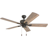 Prominence Home River Run, 52 Inch Farmhouse LED Ceiling Fan with Light, Pull Chain, Three Mounting Options, 5 Dual Finish Blades, Reversible Motor - 50566-01 (Bronze) Prominence Home