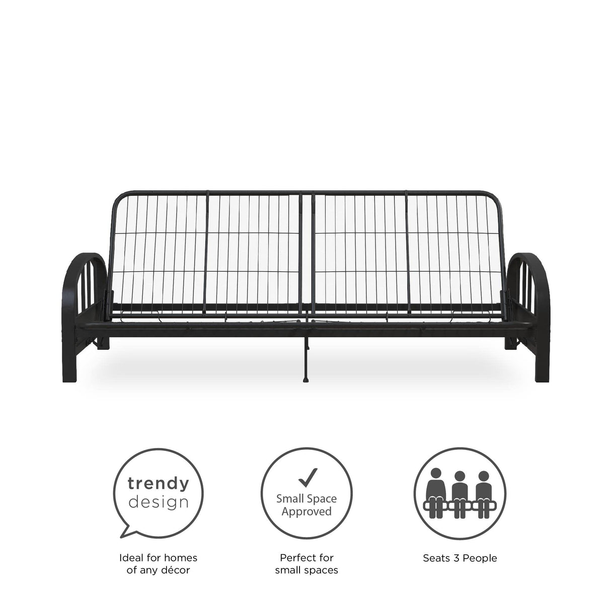 DHP Aiden Metal Futon Frame, Black DHP