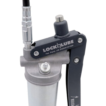 LockNLube Professional Series Lever Grease Gun. Includes Our Patented Grease Coupler (Locks on, Stays on, Won't Leak!) Plus a 20" Hose and in-line Hose Swivel. - WoodArtSupply