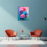 MaiMMaledy Paint by Numbers Kit for Adults Beginners Canvas Pictures with Framed Drawing Painting Acrylic Pigment with Wooden Triangle Easel Rose 8Wx12L inch MaiMMaledy