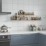 Floating Book Shelves Set of 3, Wall Bookshelf, 33 inch Long Wood Shelf for Wall Storage, Hanging Shelving for Bedroom, Bathroom, Living Room, Kitchen, Office and Plants (Carbonized Black) Senyh