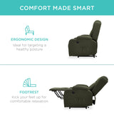 Best Choice Products Modern Linen Electric Power Lift Chair, Recliner Massage Chair, Adjustable Furniture for Back, Legs w/ 3 Positions, USB Port, Heat, Cupholders, Easy-to-Reach Button - Olive Best Choice Products