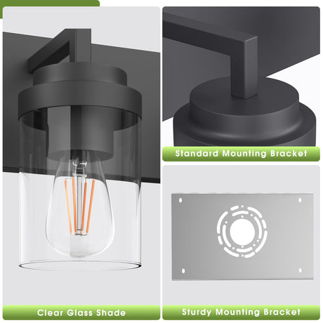 Espird Bathroom Vanity Light, 3 Light Matte Black Vanity Lights with Clear Glass Shade, 22in Modern Wall Sconces, Bathroom Lighting Fixtures Over Mirror for Living Room Espird