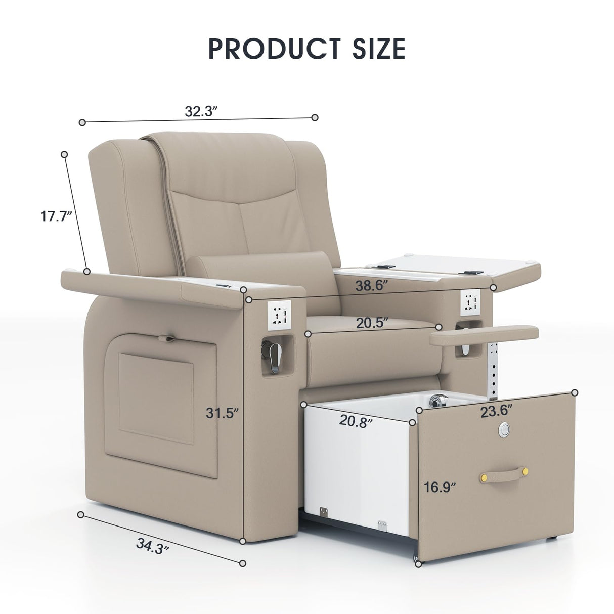 Artist hand Pedicure Spa Chair, Massage Chair, with Smart Foot Bathtub, Hand Wash, Salon Chairs for Manicure, Foot Bath (Grey) Artist hand