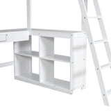 Harper & Bright Designs White Twin Size Loft Bed with U-Shaped Desk, Drawers, and Storage Shelves Harper & Bright Designs