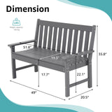 COBANA Dark Gray Outdoor Garden Bench – Durable All-Weather HDPE Patio Seating for 2-3 People COBANA