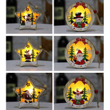 Amosfun 3pcs LED Light Up Christmas Wooden Ornaments Wood Round Shapes with Reindeer Snowman Santa Claus Pattern Hanging Christmas Tree Decoration Christmas Night Lights Amosfun