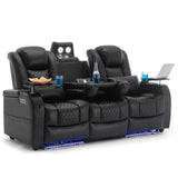 Airadlis Home Theater Seating Seats, Movie Theater Chairs Theater Recliner with 7 Colors Ambient Lighting, Lumbar Pillow, Touch Reading Lights, Tray Table (Black, Row of 3) Airadlis