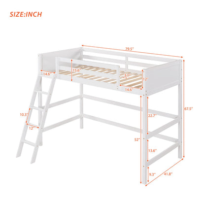 Harper & Bright Designs White Twin Loft Bed for Kids with Ladder - Stylish Wood Frame for Space-Saving Solutions - WoodArtSupply