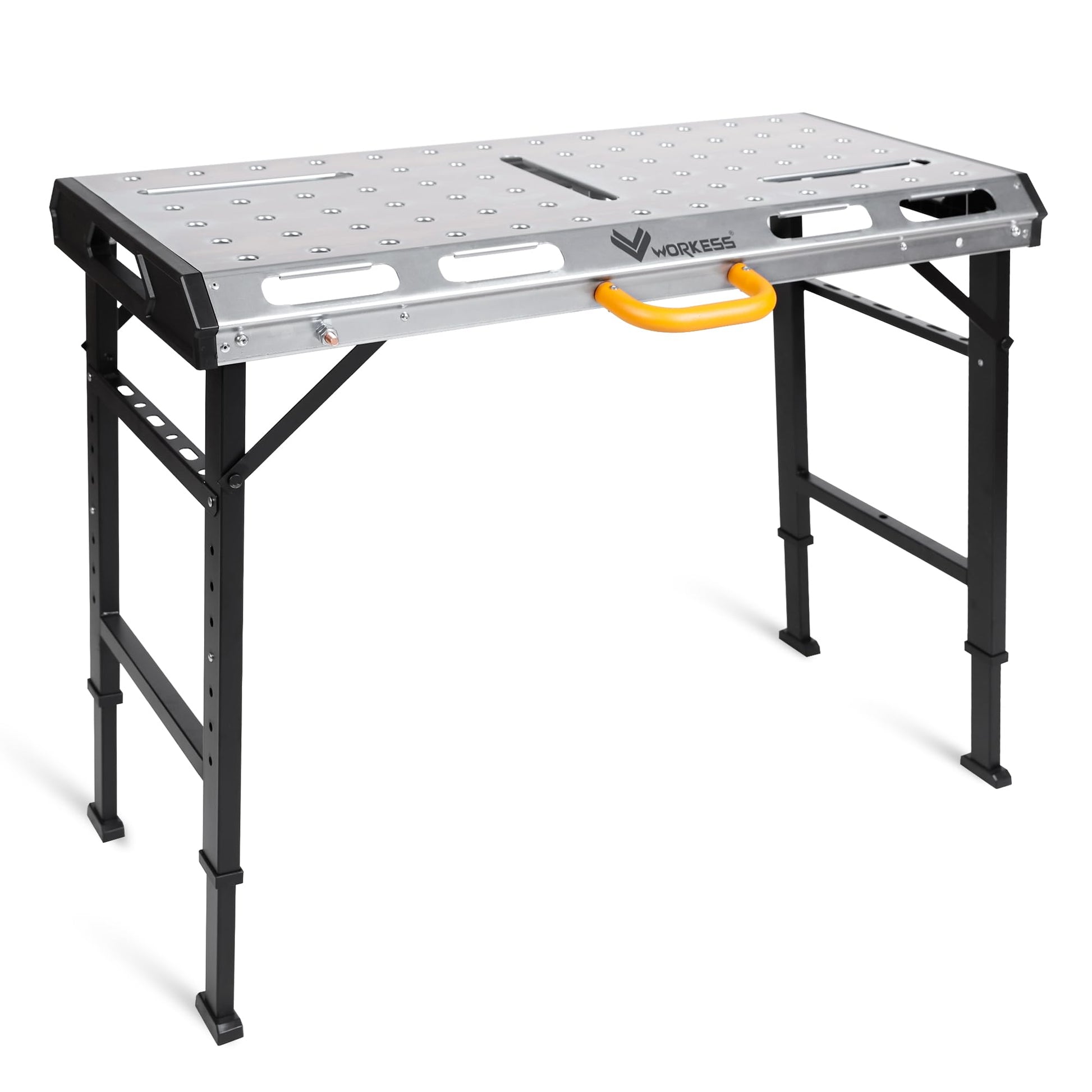 WORKESS Metal Welding Table Folding 1000 lbs Load Capacity Heavy Duty Steel Construction Workbench for Welding Adjustable 7 Level Height - WoodArtSupply