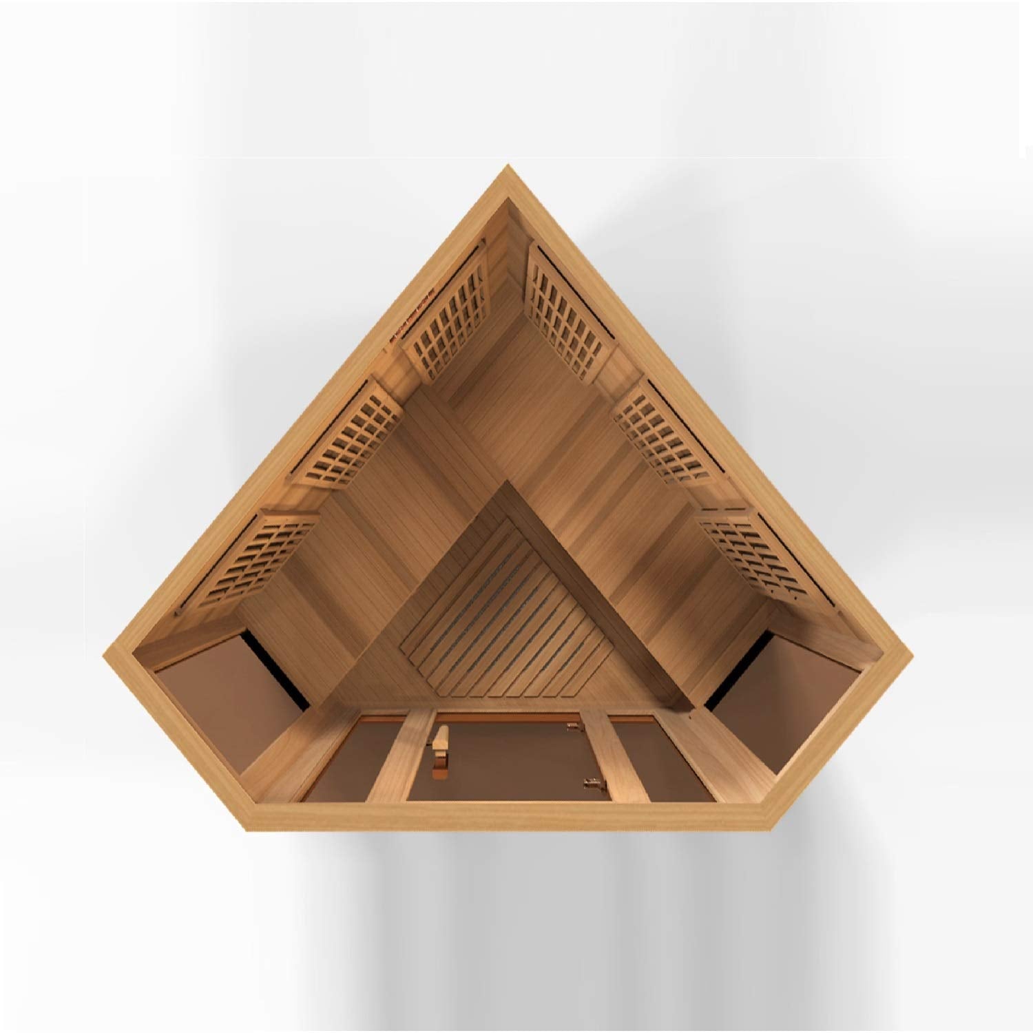 Maxxus 3 Per Low EMF FAR Infrared Carbon Corner Canadian Red Cedar Sauna - WoodArtSupply