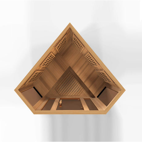 Maxxus 3 Per Low EMF FAR Infrared Carbon Corner Canadian Red Cedar Sauna MAXXUS