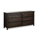 Grain Wood Furniture Shaker 6-Drawer Dresser, Solid wood with an Expresso Finish Grain Wood Furniture