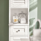 Haotian FRG236-W,White Tall Bathroom Storage Cabinet with Shelves and Drawers Haotian