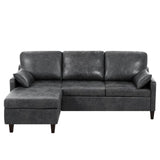 ACMEASE 76" Sectional Sofa Couch with Reversible Chaise, Suede Leather L Shaped Sofa w/USB Charger Ports & Storage Bag, Convertible Modern Couch w/Storage Space for Living Room, Small Space, Grey ACMEASE