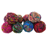 KNITSILK Recycled Sari Silk Yarn – 1 x 100g Multicolour Unique Bulky Yarn Ball, 80+ Yards | Eco-Friendly Handmade Fiber for Knitting, Crochet, Weaving, Crafts, and DIY Projects. Knitsilk