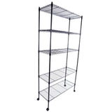WISLAS 5 Tier Storage Racks Shelving, Heavy Steel Pantry Shelves, Adjustable Wire Shelving Rack with Wheels, Suitable for Garage, Kitchen, Bathroom, Office, 35" W x 14" D x 65" H, Black WISLAS