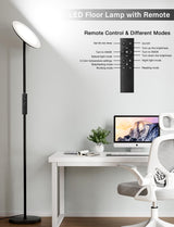 PreeOtti Modern LED Floor Lamp - Remote & Touch Control, 40W/2400LM Sky Torchiere Standing Lamp, Fully Dimmable, 3 Color Temperatures, Ideal for Living Room & Bedroom, Easy to Assemble PreeOtti