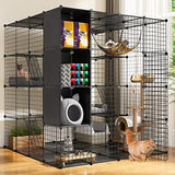 YITAHOME Large Cat Cage with Storage Cube DIY Indoor Catio Cat Enclosures Metal Cat Playpen with Large Hammock for 1-4 Cats 4 Tiers Cat Kennel YITAHOME