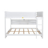 Harper & Bright Designs Queen Over Queen Bunk Bed with Built-in Storage Cabinets, Charging Station, Ladder and Safety Guardrails, Solid Pine Wood Bunk Bed, White Harper & Bright Designs