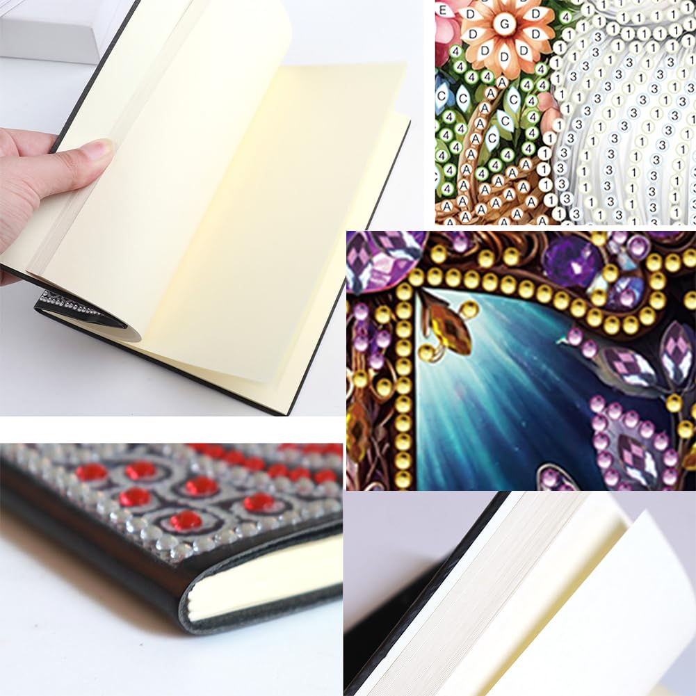 FRANDEK A5 50-Page DIY Diamond Art Painting Notebook with Beautiful Patterns, Special Shaped Diamond Art Craft for Beginners Adults Gift(Purple Cross) FRANDEK