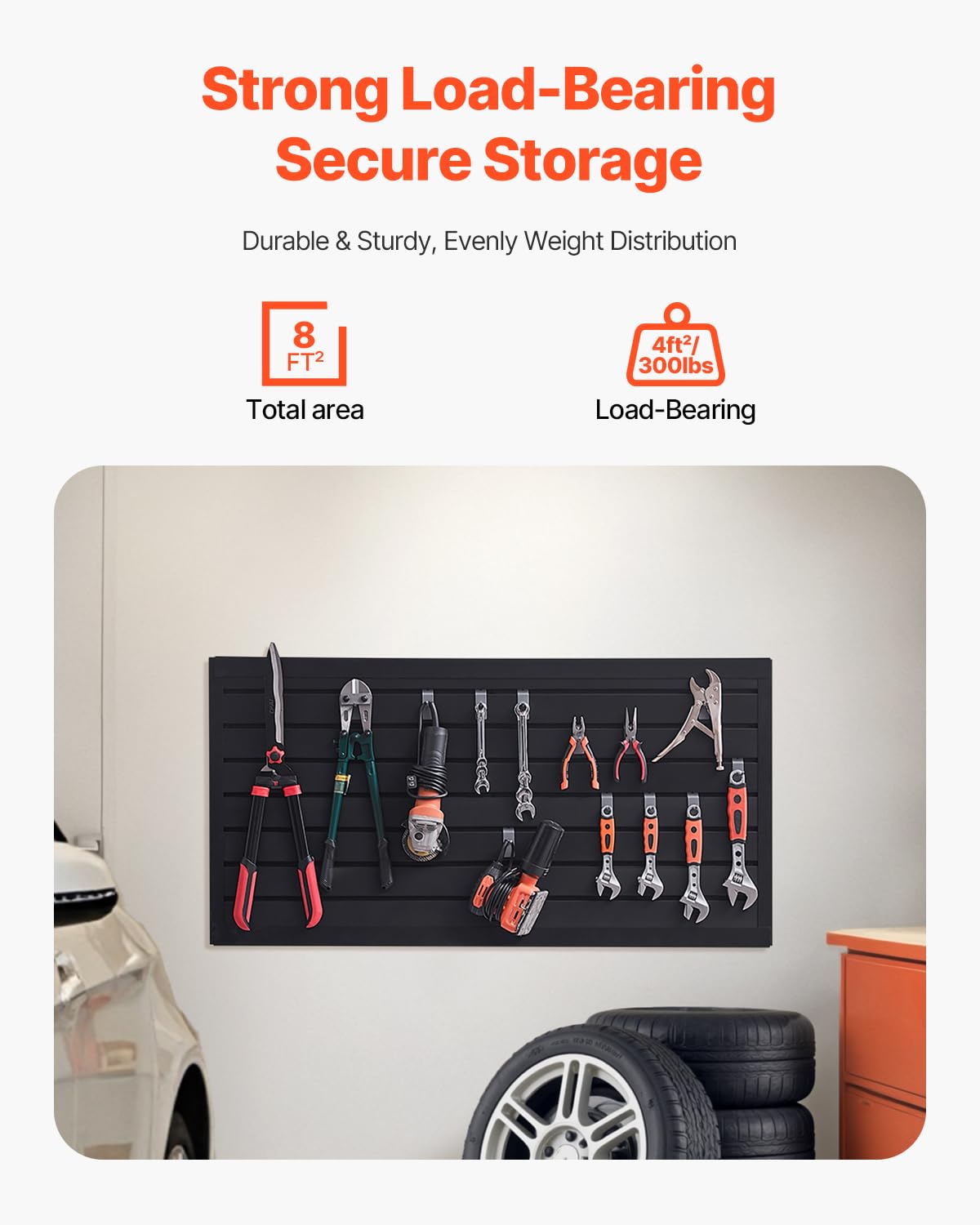 VEVOR Slat Wall Paneling, 2 x 4 ft, PVC Garage Slatwall with Modular Design, Black Slat Wall Easy-to-Install Adjustable Slatwall Panel with Coupling Structure & DIY Cutting, Fits for Storage & Display VEVOR