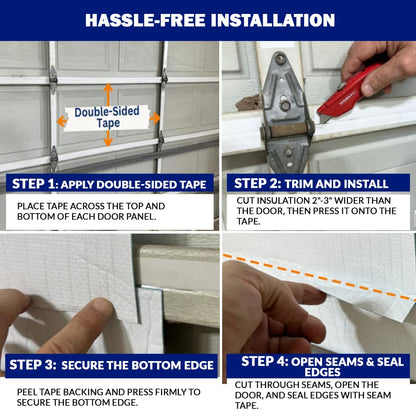 BlueTex Insulationㅤ Insulation White Reflective Foam Core Tearproof 2 Car Garage Door Insulation Kit 18FT (Wide) x 7FT (HIGH) to Cool Your Garage. Complete DIY Installation Kit - WoodArtSupply