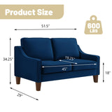 GOAWGO Modern Velvet Loveseat Sofa Couch Upholstered Love Seat Couches with Wooden Legs Comfy 2 Seat Small Couch for Living Room Bedroom Small Spaces, Navy GOAWGO