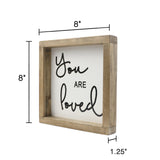 Joy Choice 8x8inch Kitchen Signs Wall Decor Farmhouse, You Are Loved Wooden Signs Personalized, Home Table Sign With Solid Wood Frame. Joy Choice