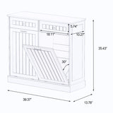 RASOO Double Tilt Out Trash Can Cabinet Freestanding Wooden Kitchen Garbage Trash Can Cabinet with Wood GrainTabletop and 2 Drawers RASOO