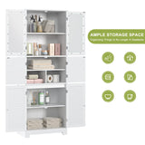 HOSTACK 67” Tall White Kitchen Pantry and Multi-Purpose Storage Cabinet with Glass Doors and Shelves HOSTACK