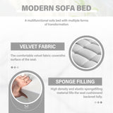 Convertible Sofa Bed,3-in-1 Velvet Sleeper Couch Pull-Out Bed,55'' Loveseat Sleeper Sofa Bed with Adjustable Backrest with 2 Pillows and Storage Bag & USB Port and Hidden Side Computer Table,Gray WIIS' IDEA