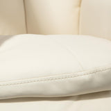 HOMCOM Swivel Recliner with Ottoman, PU Leather Reclining Chair with Ottoman, Upholstered Recliner and Footrest with Wrapped Base for Living Room, Bedroom and Home Office, Cream White HOMCOM