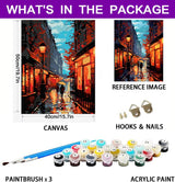 croshom Paint by Numbers Kit for Adults Beginner, DIY Easy Canvas Adult Paint by Numbers Kits, Gifts and Home Wall Decor 16" x 20",Street Scenery croshom