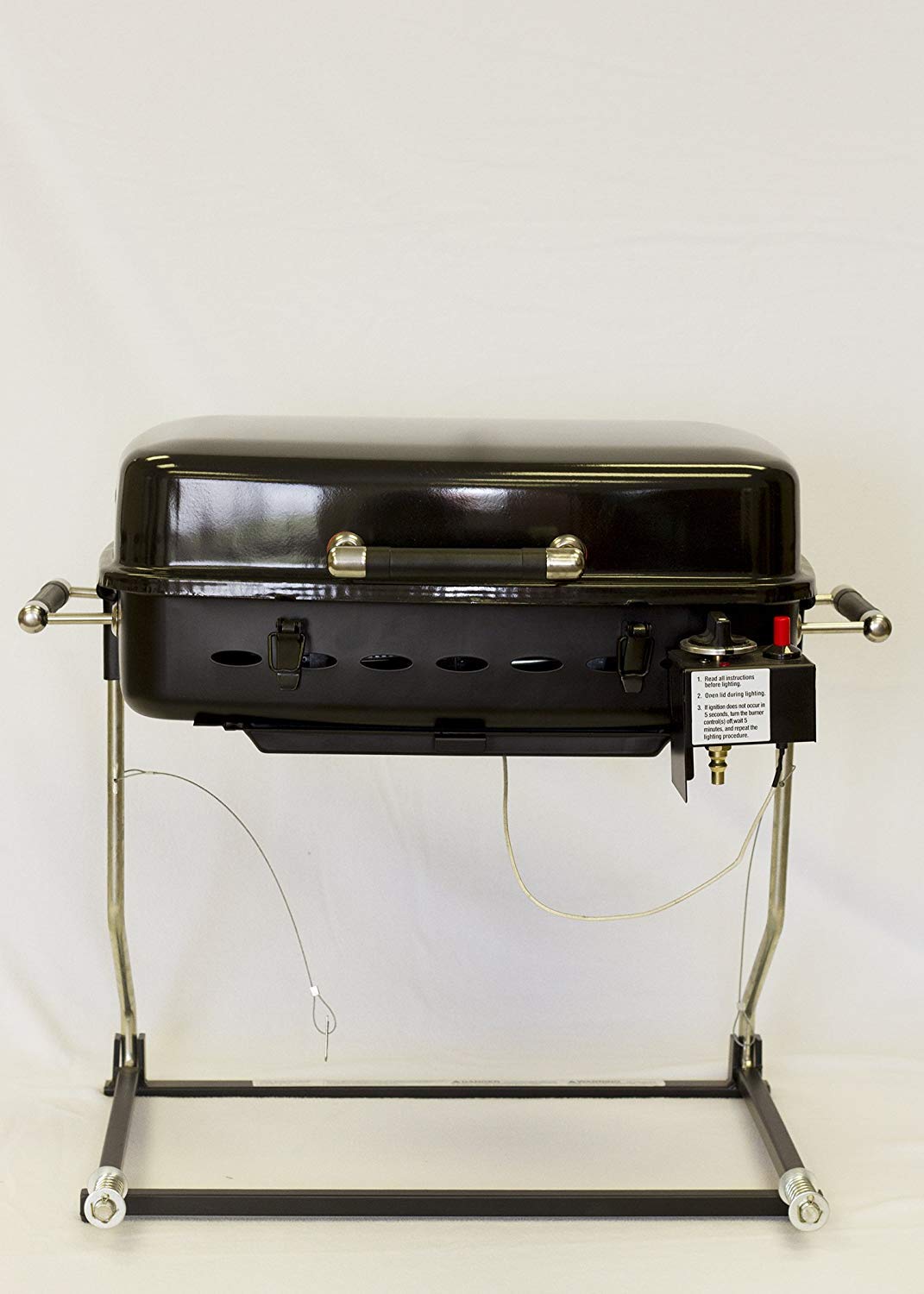 Flame King - YSNHT500 RV Or Trailer Mounted BBQ - Motorhome Gas Grill - 214 Sq Inch Cooking Surface - Adjustable Flame Controller, Black Flame King