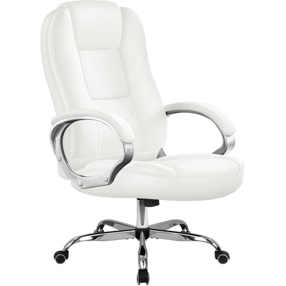 NEO CHAIR Office Chair Computer Desk Chair Gaming - Ergonomic High Back Cushion Lumbar Support with Wheels Comfortable White Leather Racing Seat Adjustable Swivel Rolling Home Executive