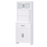 Spirich Tall Bathroom Storage Cabinet, Floor Storage Cabinet with Double Doors and Drawers, Freestanding Wood Cabinet for Bathroom, Living Room, Kitchen, Whtie Spirich