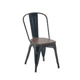 Nazhura Metal Dining Chair Farmhouse Tolix Style for Kitchen Dining Room Café Restaurant Bistro Patio, 18 Inch, Stackable, Waterproof Indoor/Outdoor (Sets of 4) (Black with Wood Padding) Nazhura