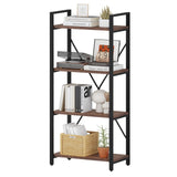 BON AUGURE Rustic Oak 4-Tier Industrial Bookshelf – Modern Open Etagere for Home and Office BON AUGURE