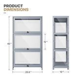 MoNiBloom 3-Tier Display Cabinet with Acrylic Doors, 42” Transparent Curio Display Case, Toy Organizers Rack & Storage Shelf for Living Room MoNiBloom