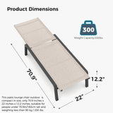 FHVIT Patio Chaise Lounge Set of 2 with 4 Adjustable Backrest, Foldable Aluminum Chaise Lounge Chair Recliner for Outdoor, Poolside, Sun Tanning Beige FHVIT