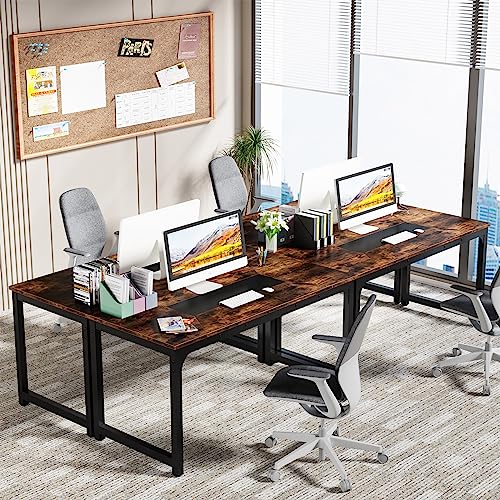 Tribesigns 6.6 ft Rectangular Conference Table, 78.7'' Meeting Table for 6-8 People, Industrial Seminar Training Table for Office Room Boardroom, Rustic Brown Tribesigns