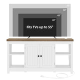 YITAHOME TV Stands for Living Room, Farmhouse Entertainment Center with Storage, Media Console TV Cabinet for 55 Inch TV with Adjustable Shelf & Open Shelves, Grey Wash &White YITAHOME