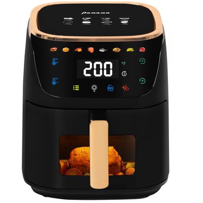 Panana 8QT Large Air Fryer Compact, 8 Preset Menus Airfryer, One-Touch Digital Control Presets, Touchscreen Display, Dishwasher Safe, Nonstick, Fit for Family (Black)